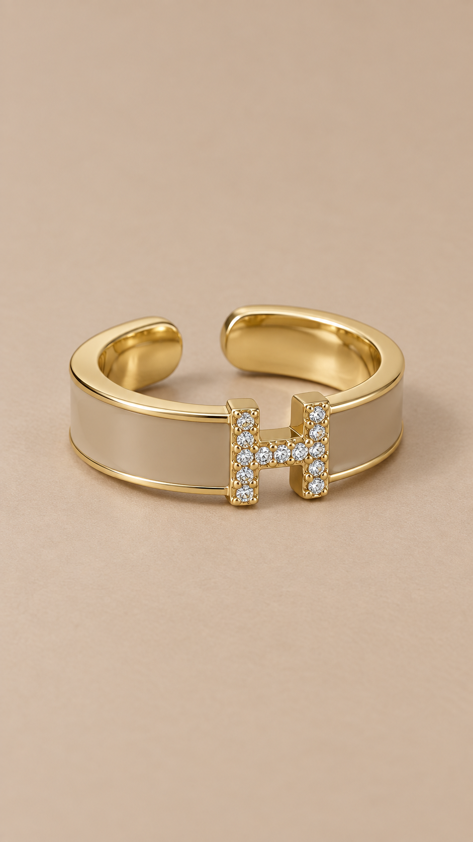 Hazel Enamel H Ring — khaki product only