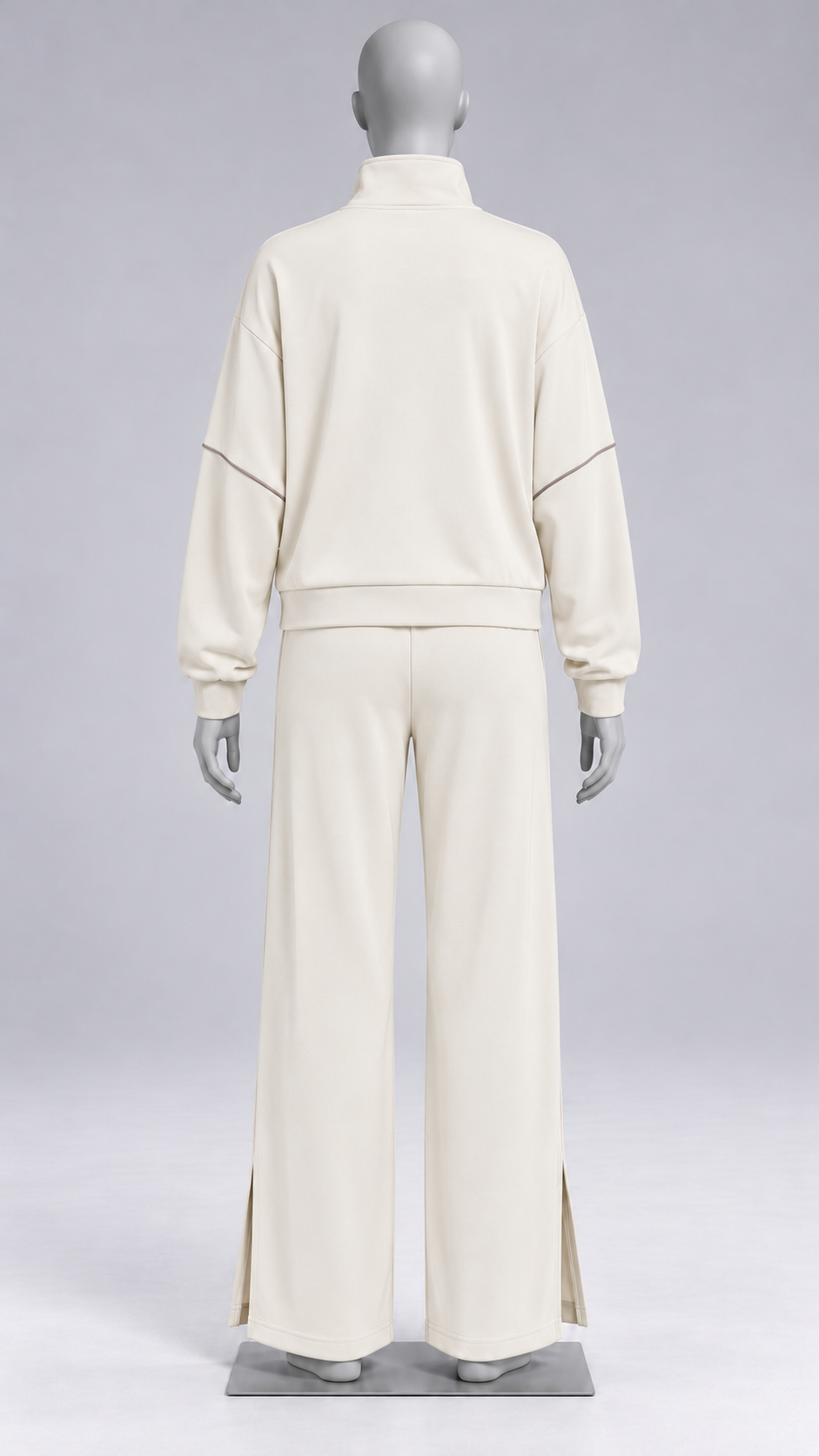 Henna Split-Hem Lounge Set — Light Beige mannequin back