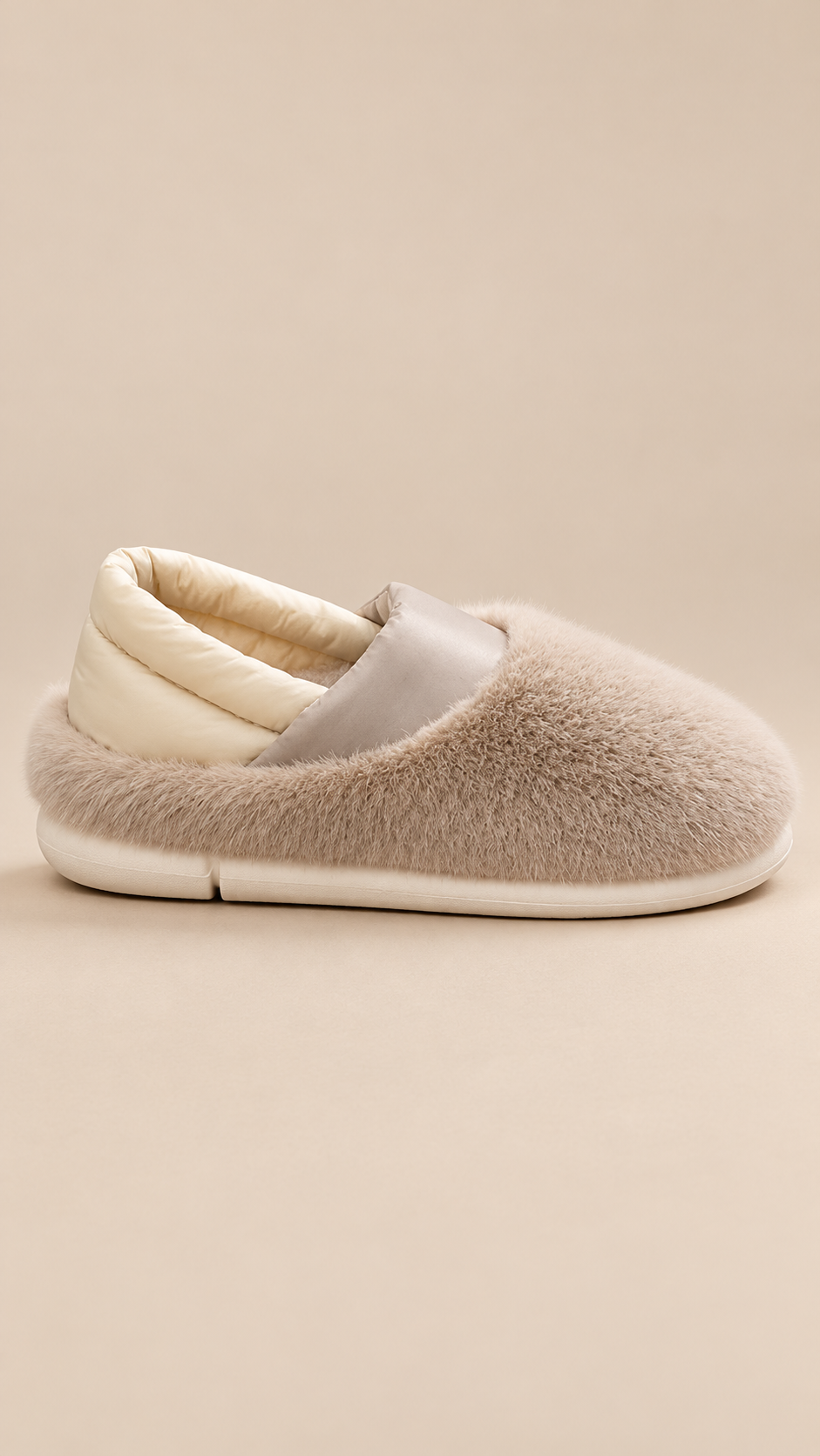 Lucienne Quilt-Collar Slipper — Light coffee shoe side