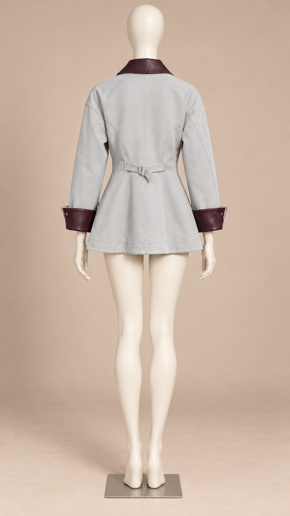 Ottilie Contrast-Collar Jacket — Light Gray mannequin back