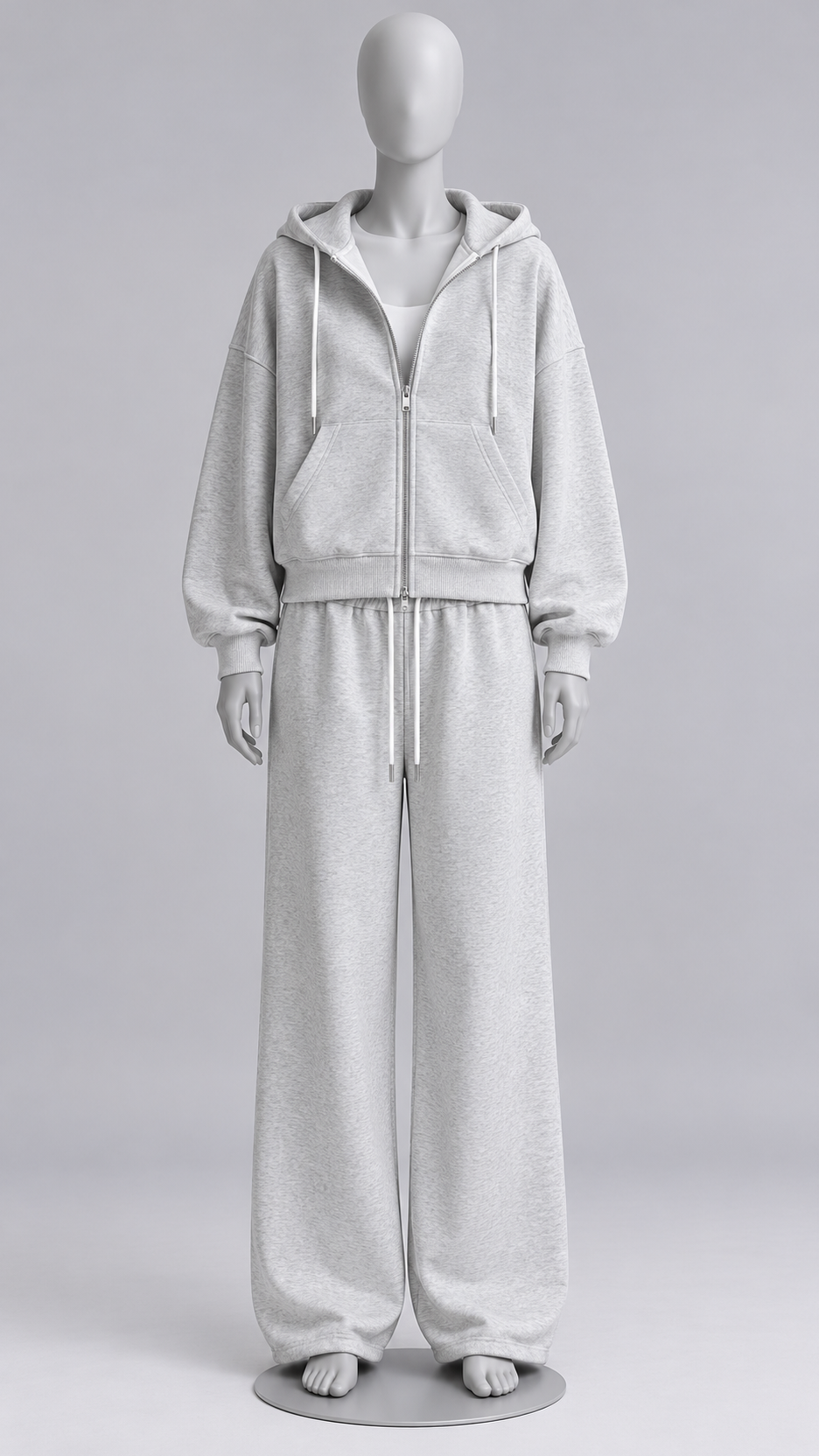 Rozalia Zip-Hoodie Set — Light Gray mannequin front