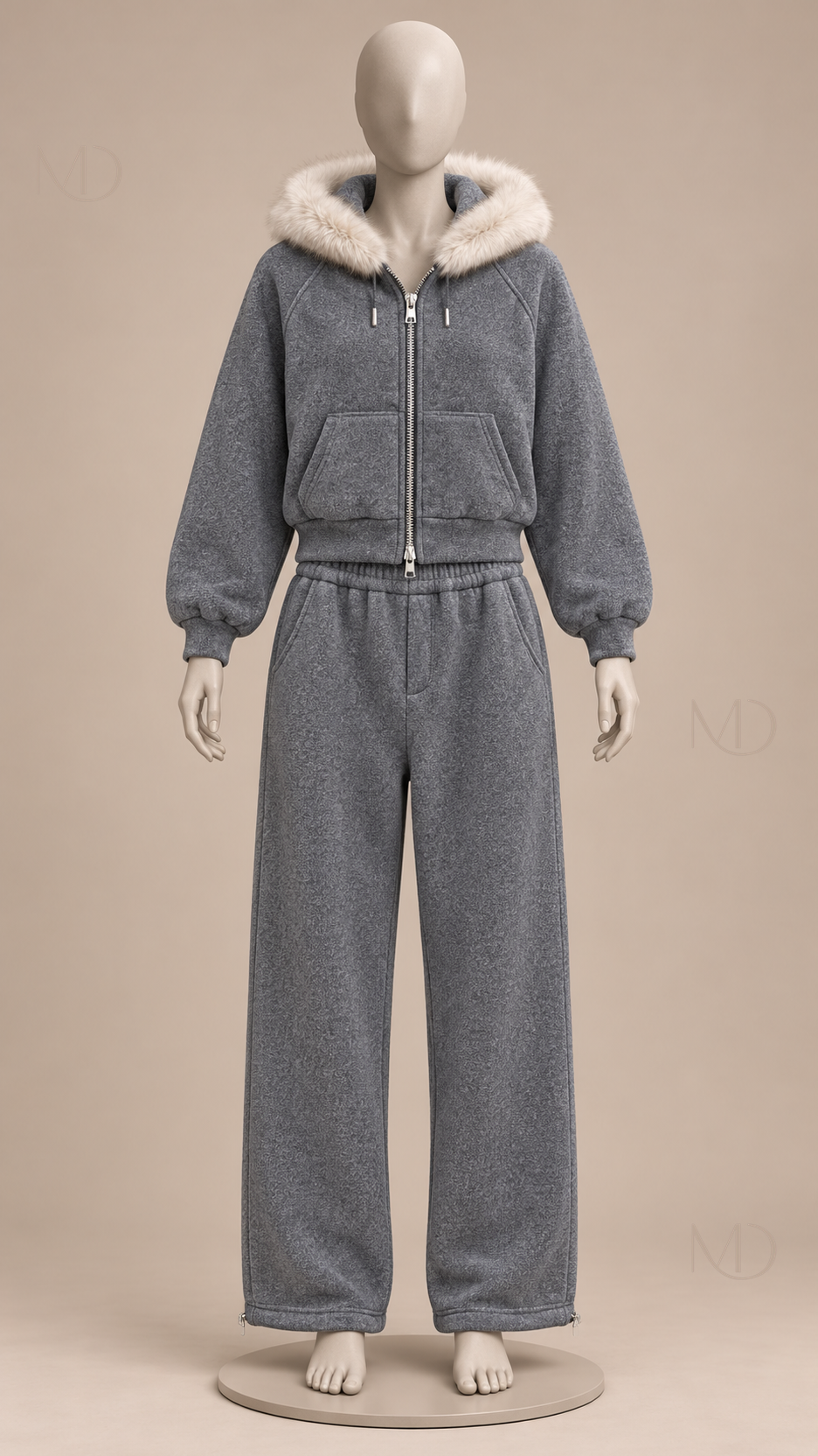 Brynja Fur-Hood Set — Light Gray mannequin front