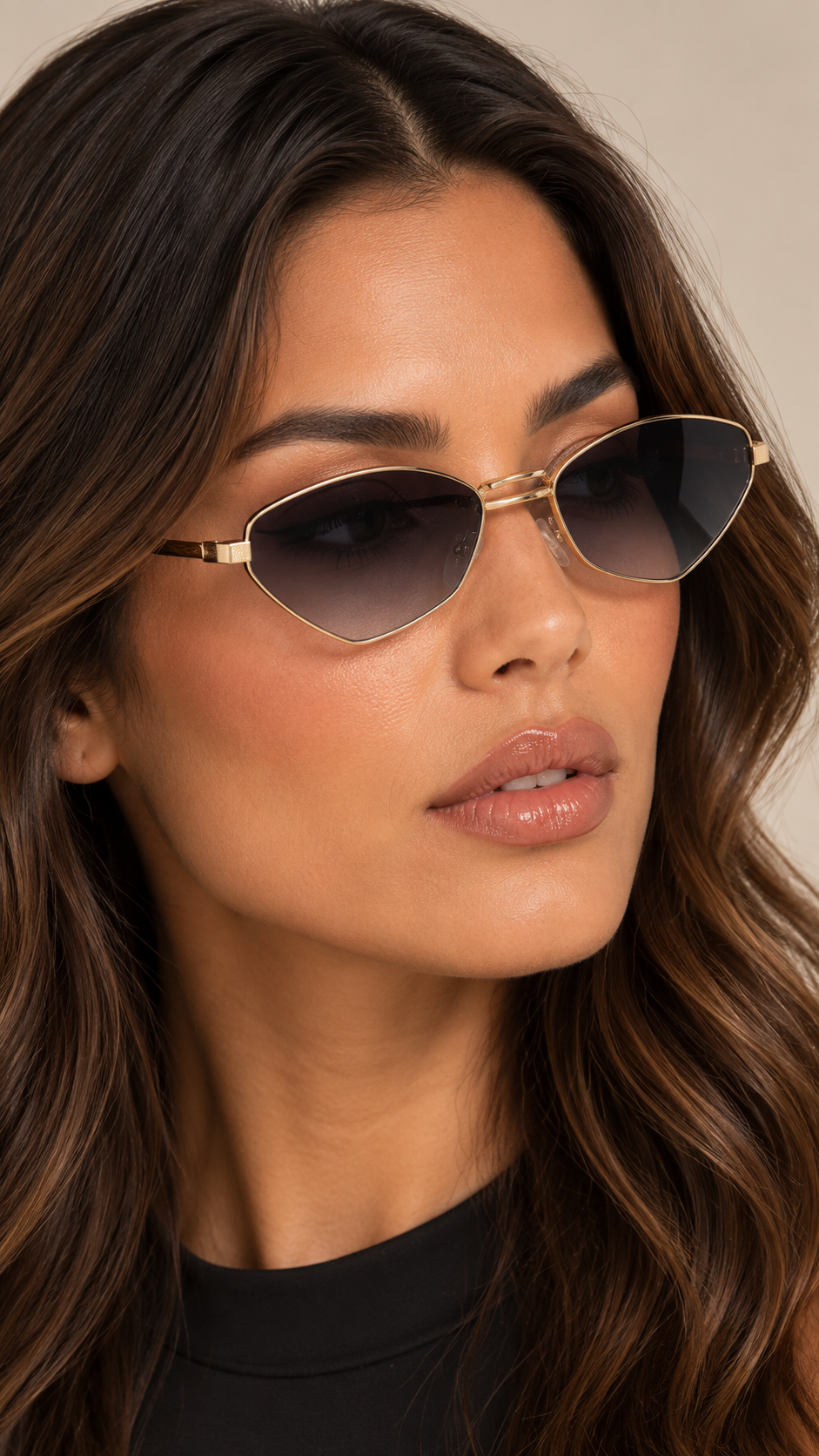 Perpetua Diamond Sunglasses — Light Gray worn closeup