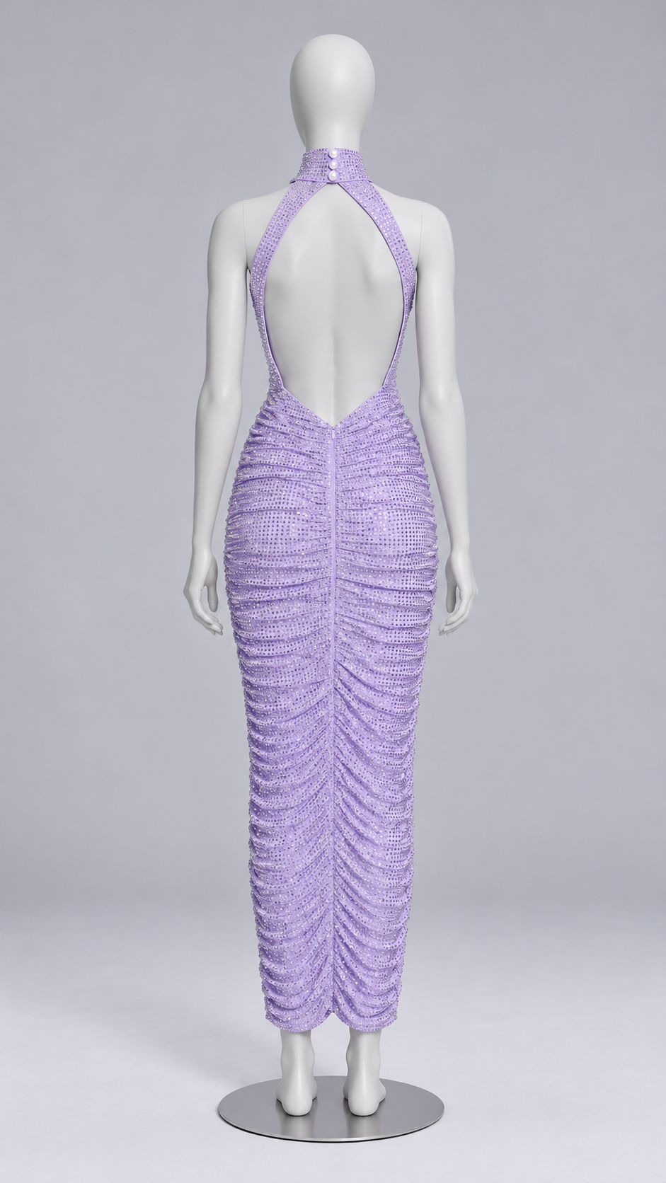 Odile Diamante Halter Maxi — Light Purple mannequin back