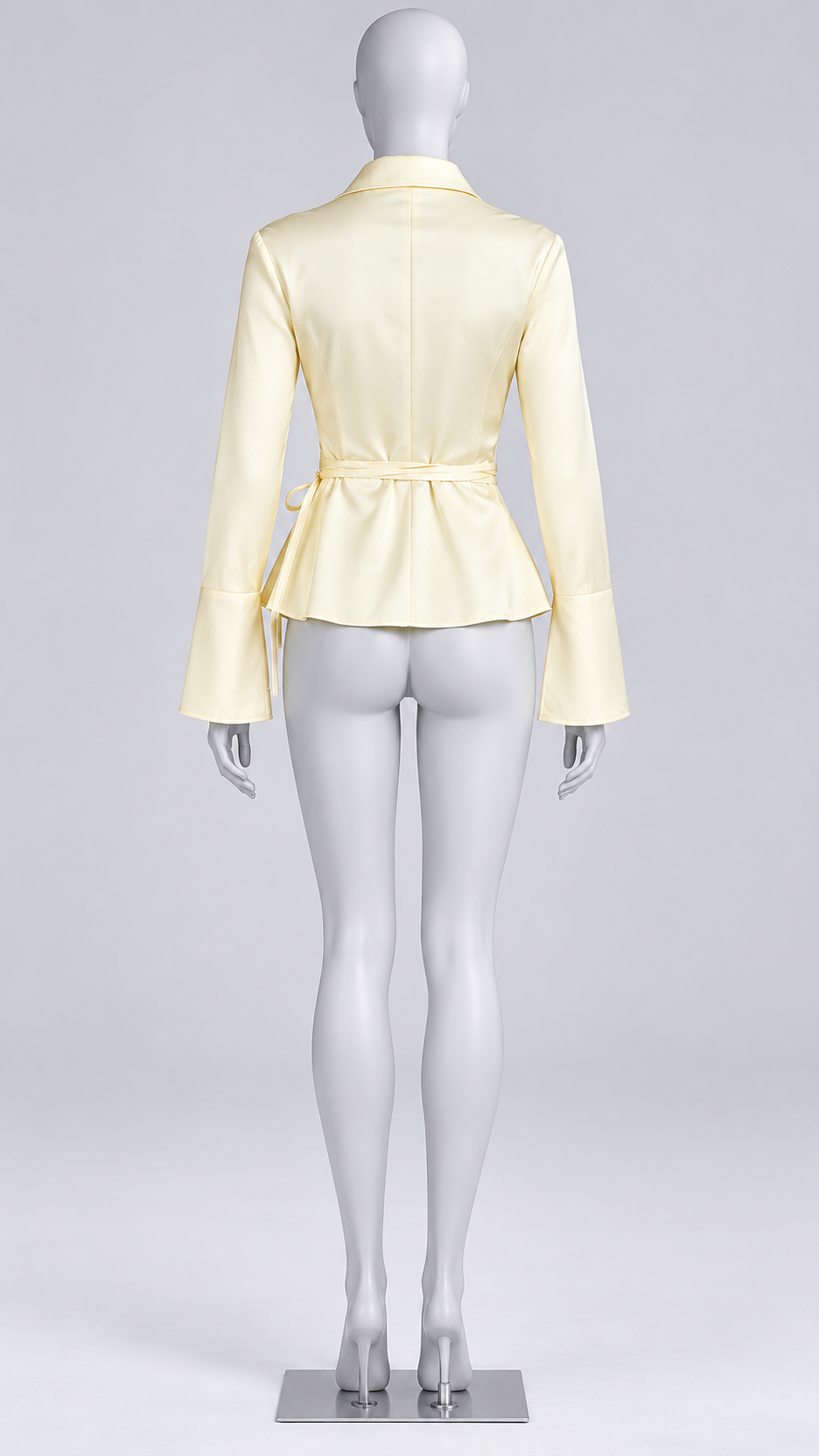 Florentine Peplum Shirt — Light Yellow mannequin back