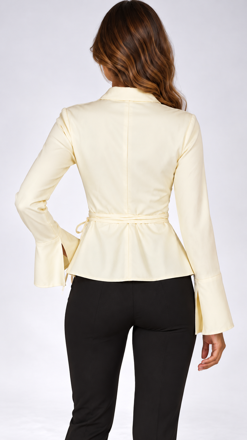 Florentine Peplum Shirt — Light Yellow model back