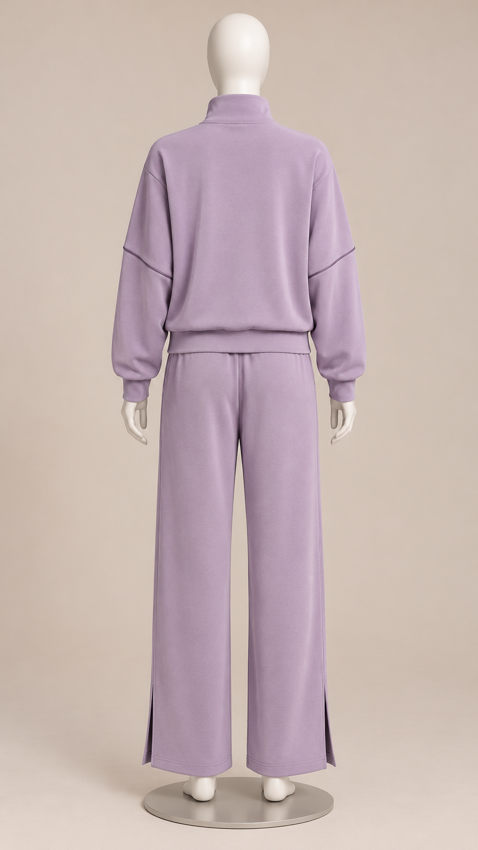 Saoirse Split-Hem Track Set — Lilac Gray mannequin back
