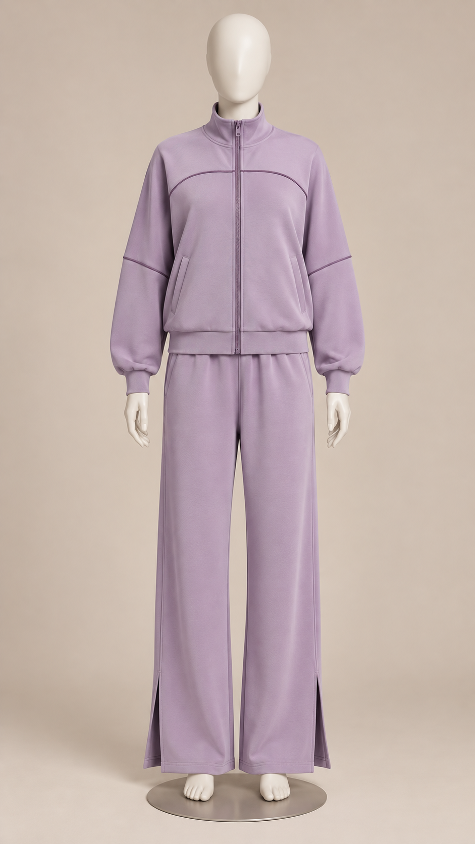 Saoirse Split-Hem Track Set — Lilac Gray mannequin front