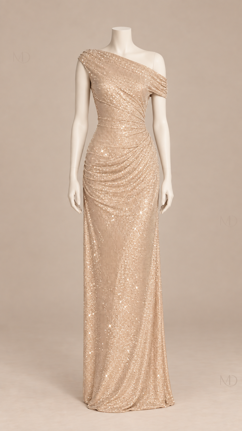 Solene Shimmer Maxi Dress — off white mannequin front