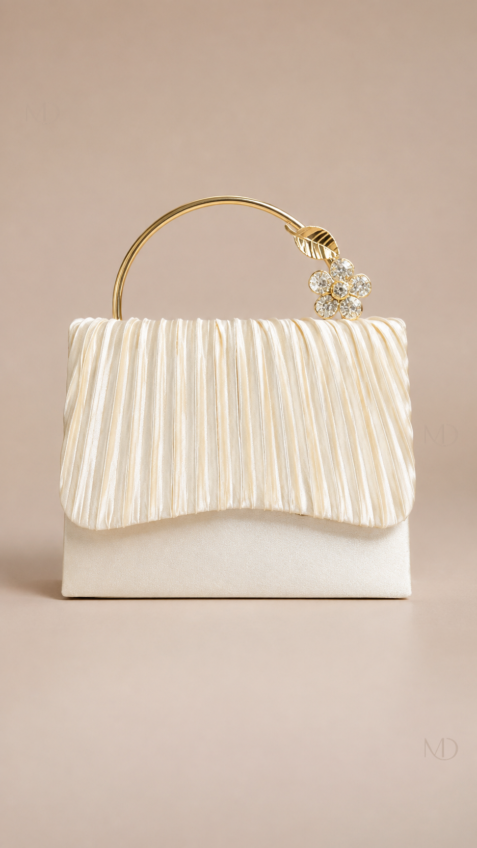 Odette Pleated Evening Bag apricot product view