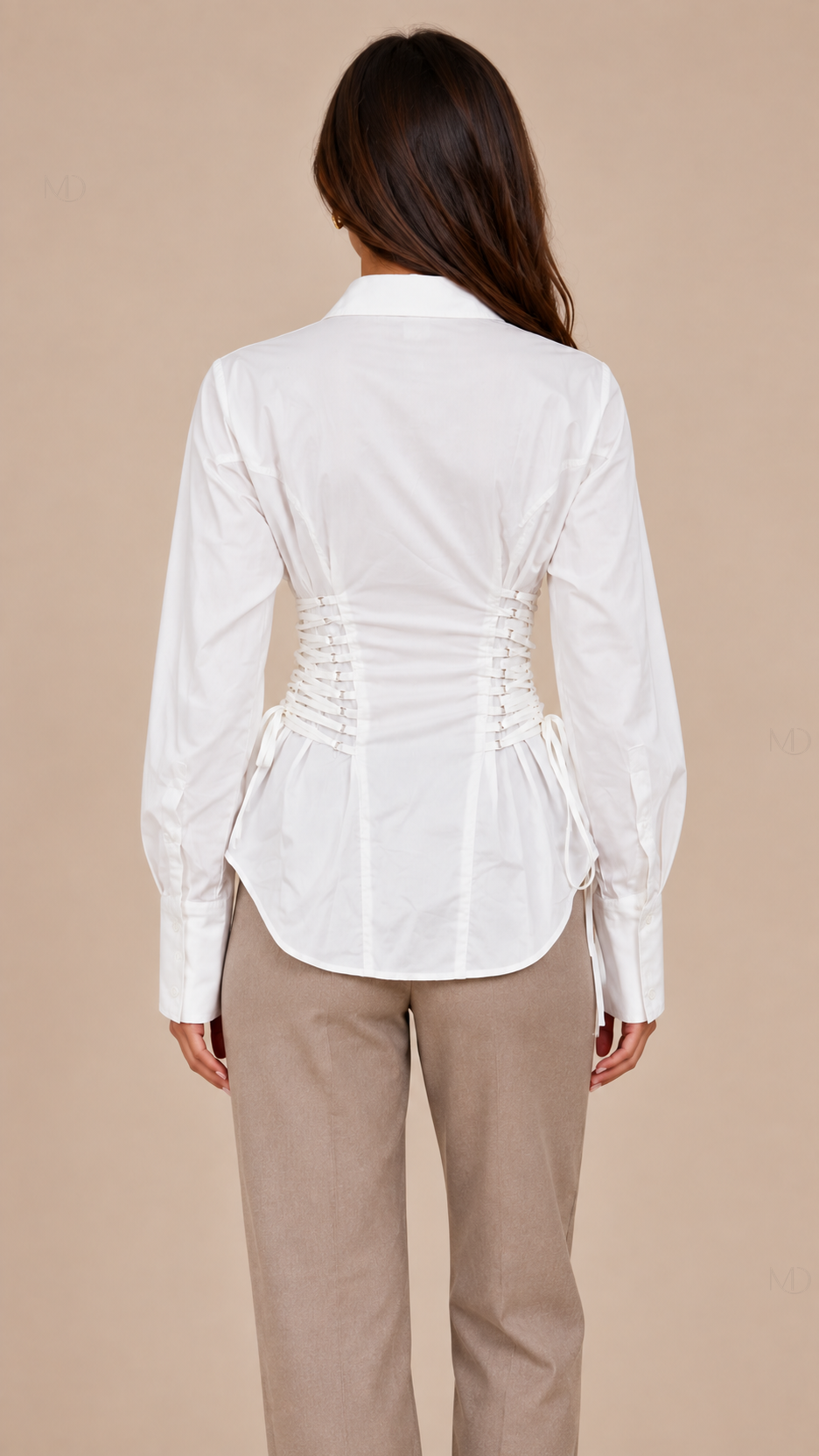 Elowen Corset Shirt - white-02-back
