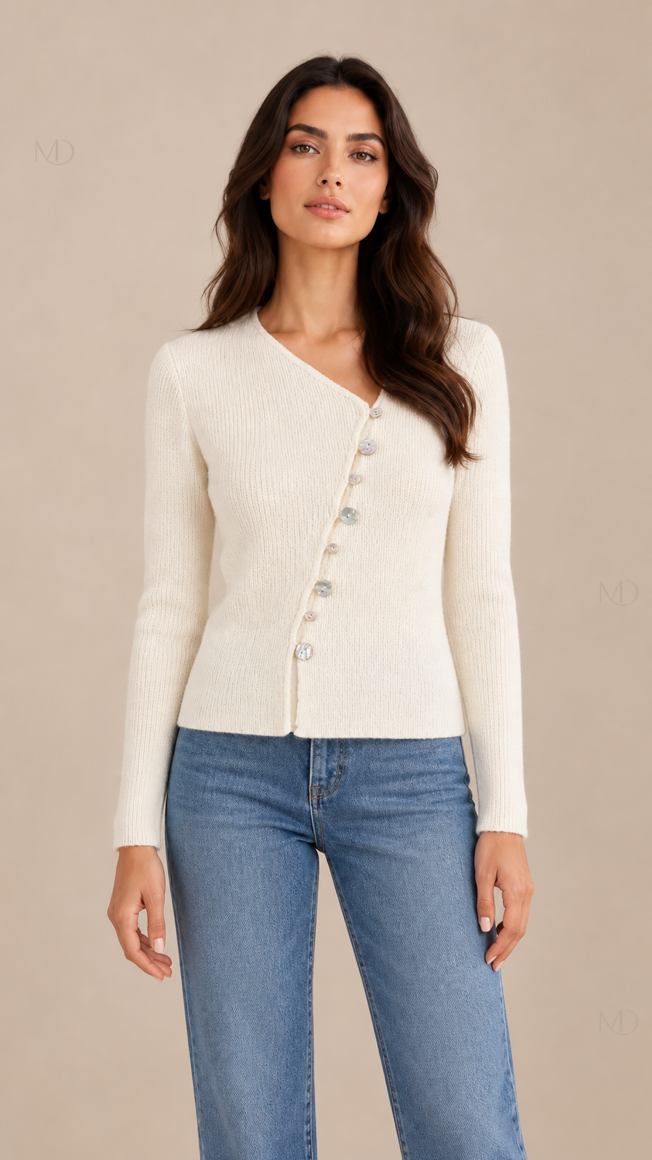 Amelie Ribbed Knit Top - white-01-front