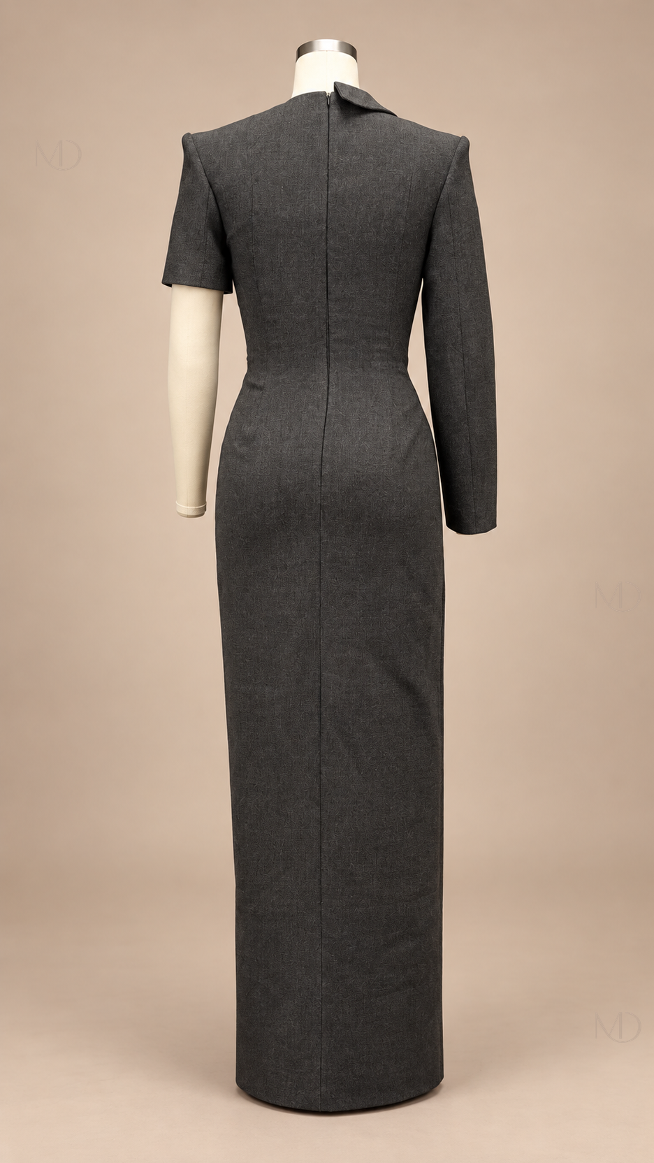 Sorenne Lace Blazer Maxi Dress — dark gray mannequin back