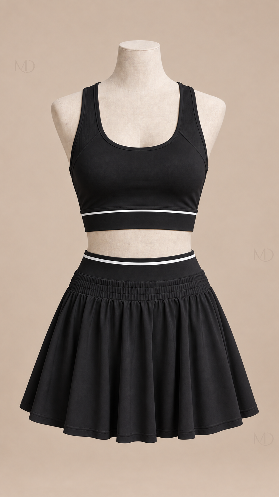 Ace Pleated Tennis Skirt Set — black mannequin front