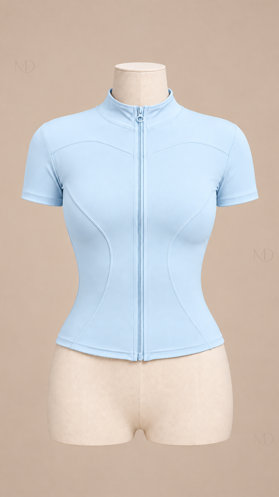 Nova Zip-Up Yoga Top — baby blue mannequin front