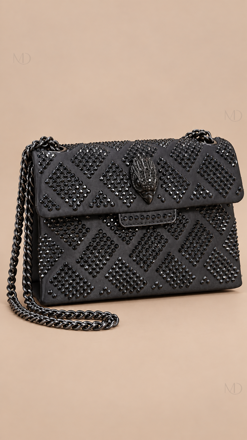 Sienna Crystal Velvet Crossbody — black product only
