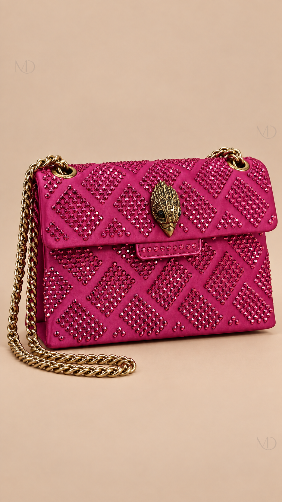 Sienna Crystal Velvet Crossbody — rose red product only
