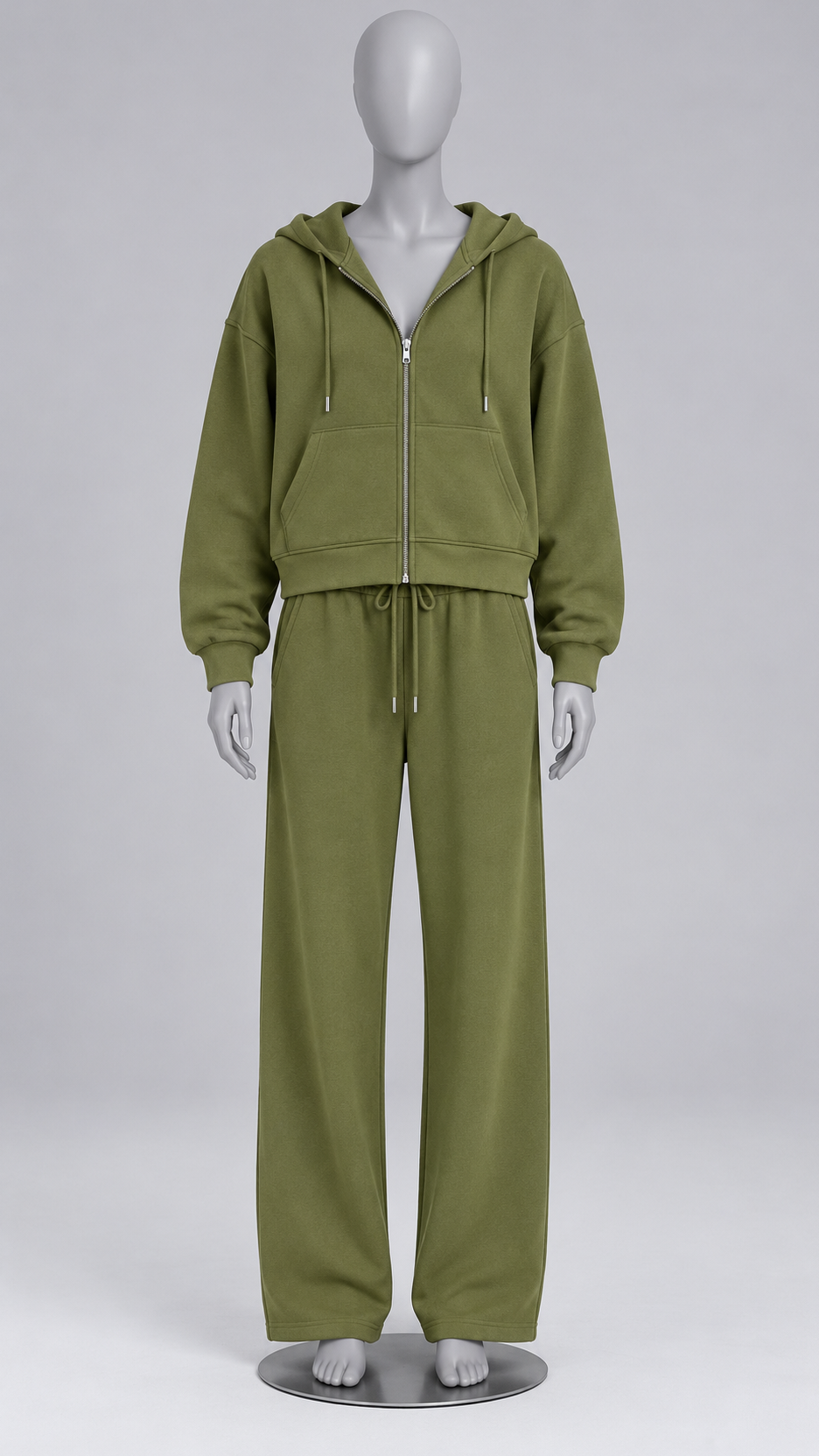 Rozalia Zip-Hoodie Set — Military green mannequin front