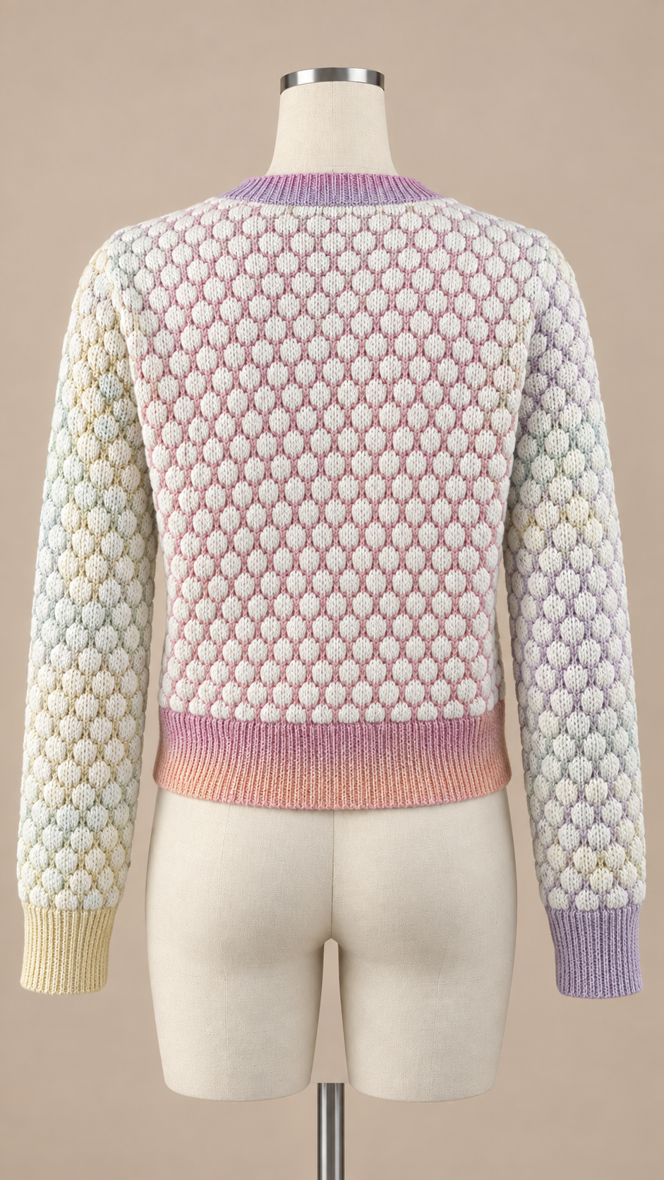 Elodie Bubble Knit Cardigan — Multicolor mannequin back