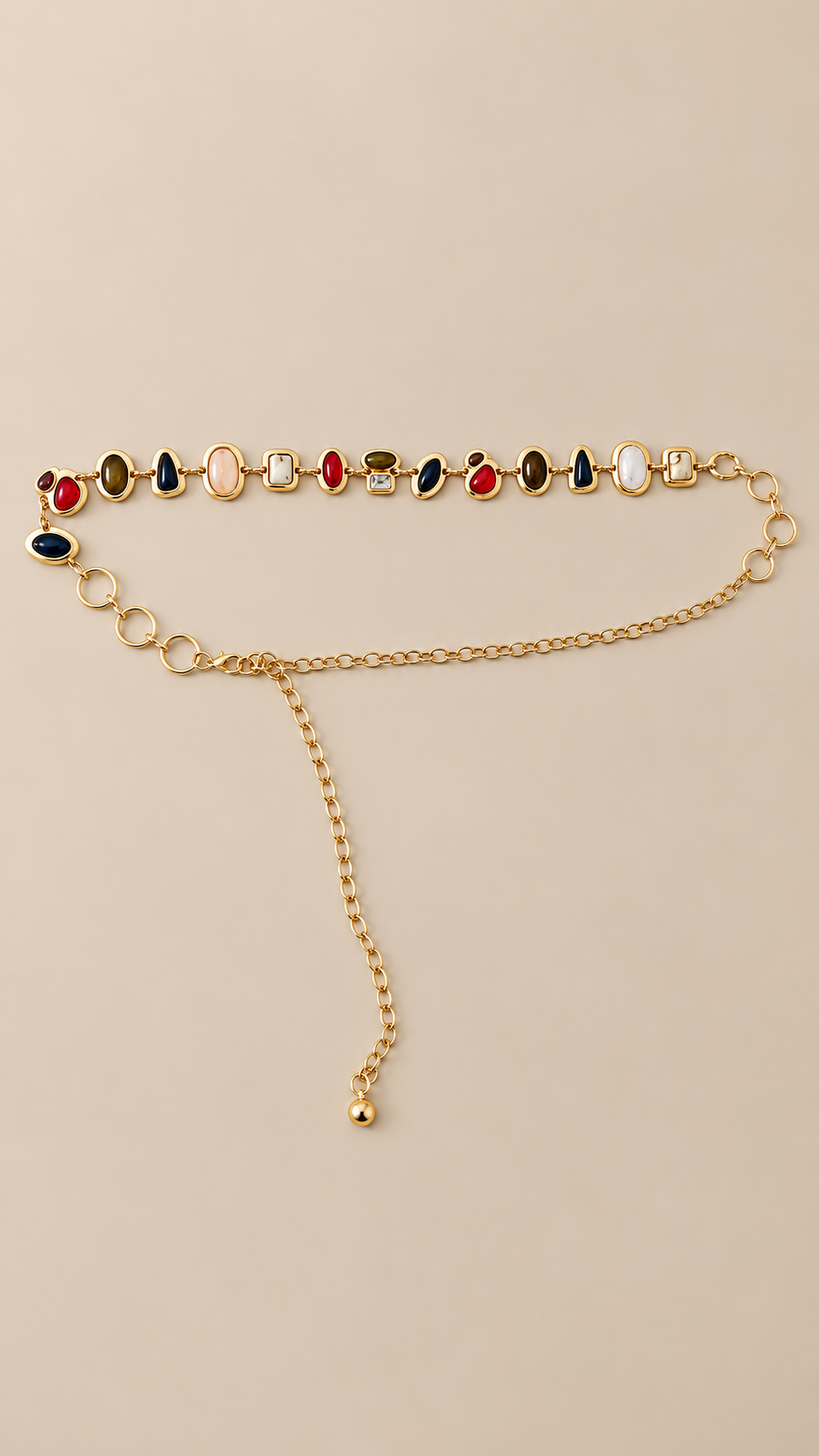Marjolaine Cabochon Chain Belt — Multicolor product only