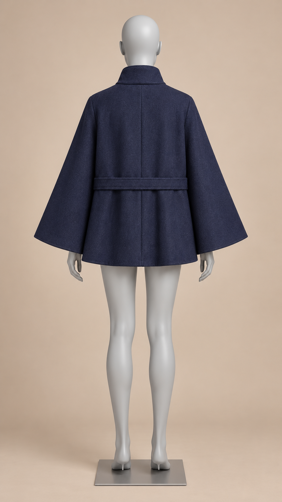 Antonella Cape Coat — Navy mannequin back