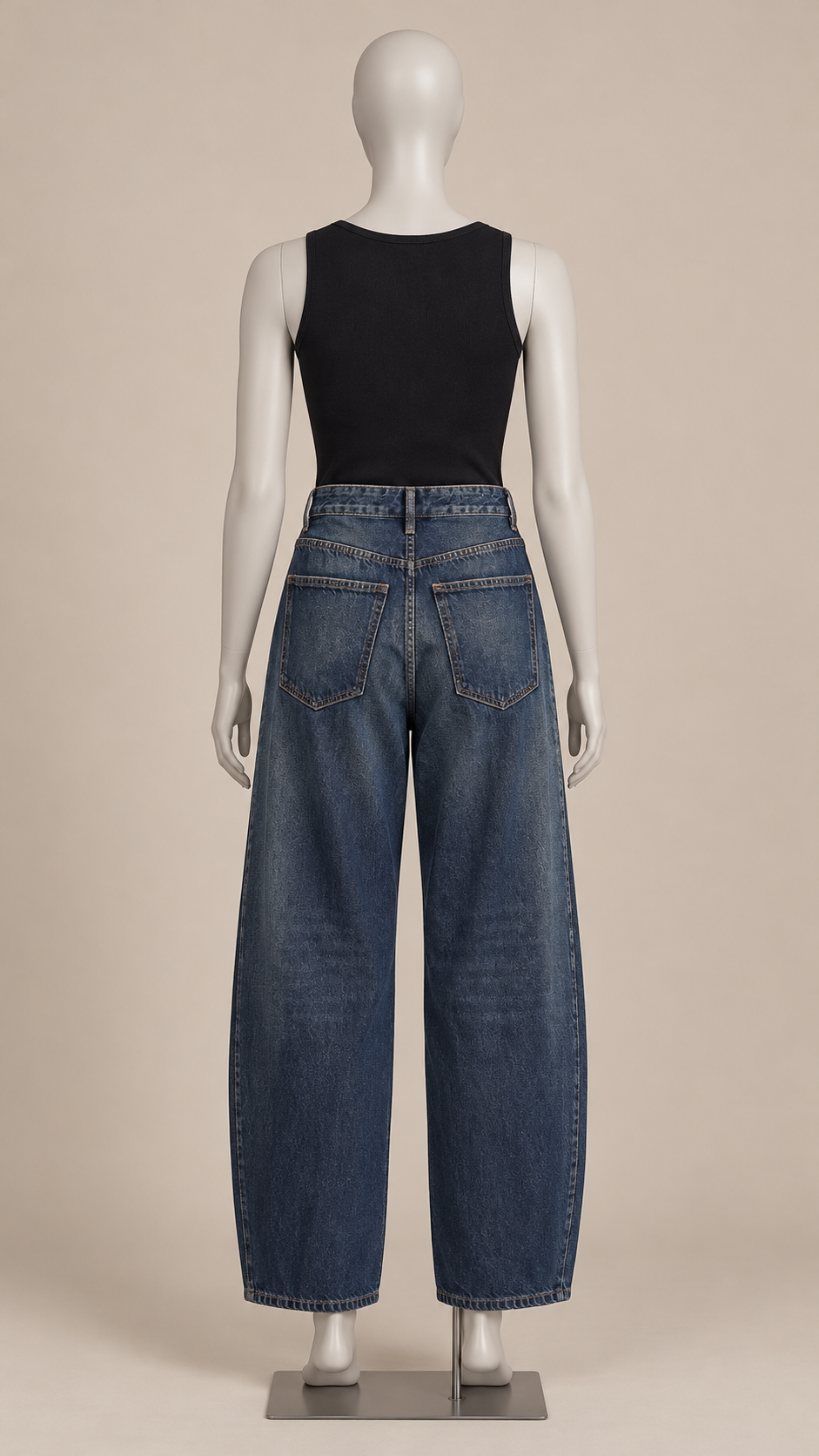 Henrike Whiskered Barrel Jeans — Navy mannequin back