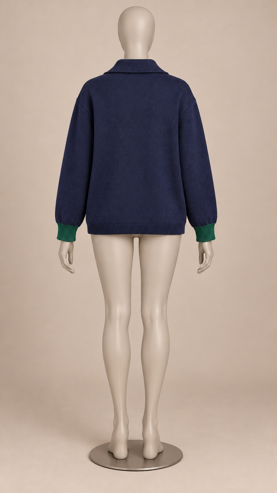Pernille Varsity Cardigan — Navy mannequin back