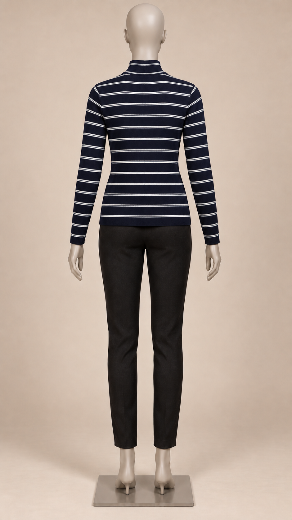 Hermione Striped Zip Knit — Navy mannequin back