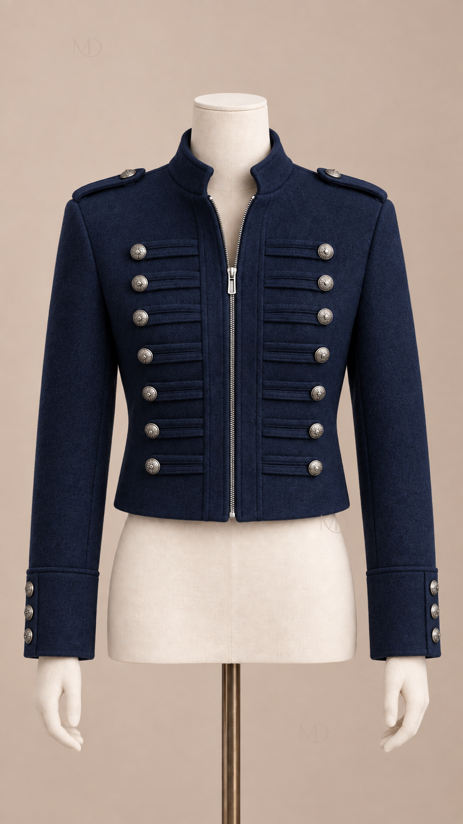 Sloane Military Cropped Jacket — Navy mannequin front