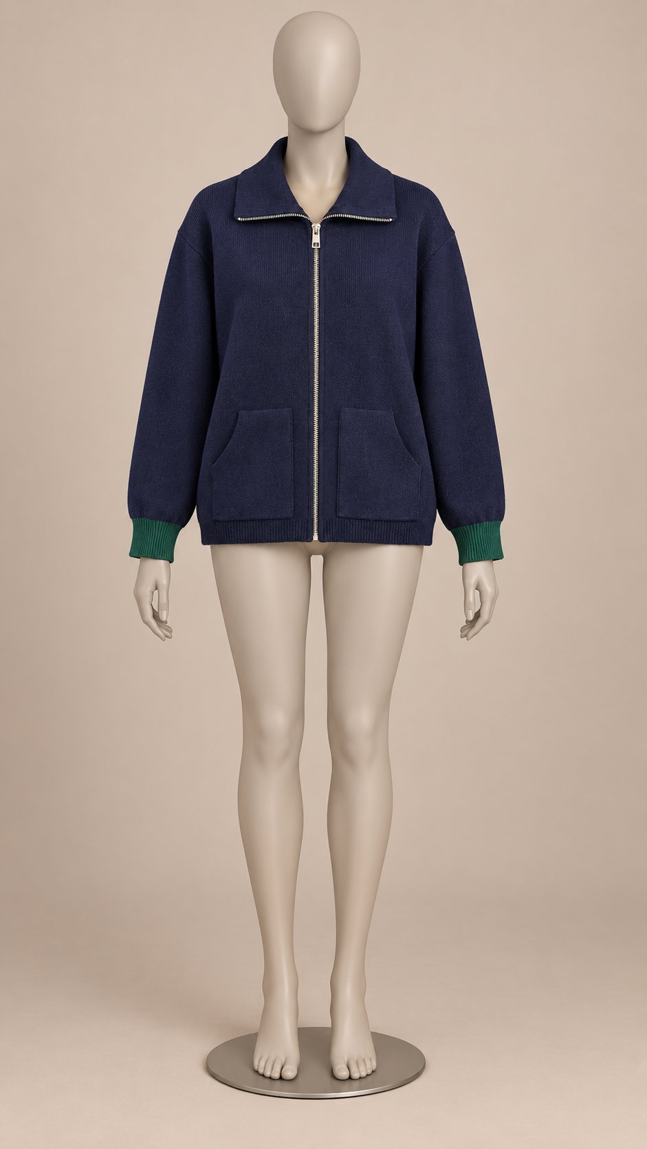 Pernille Varsity Cardigan — Navy mannequin front