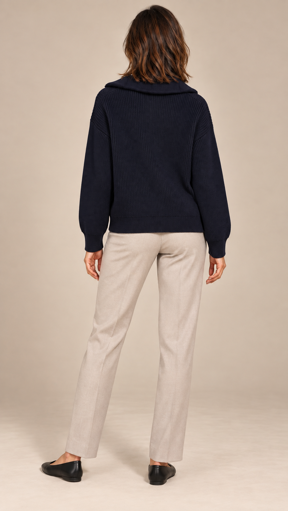 Isadora Half-Zip Sweater — Navy model back