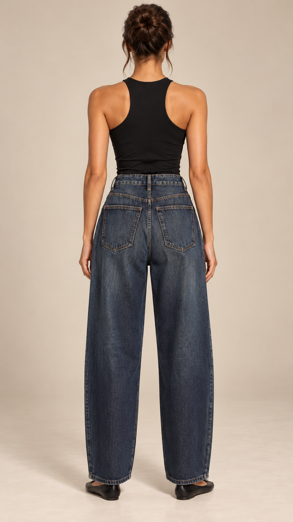 Henrike Whiskered Barrel Jeans — Navy model back