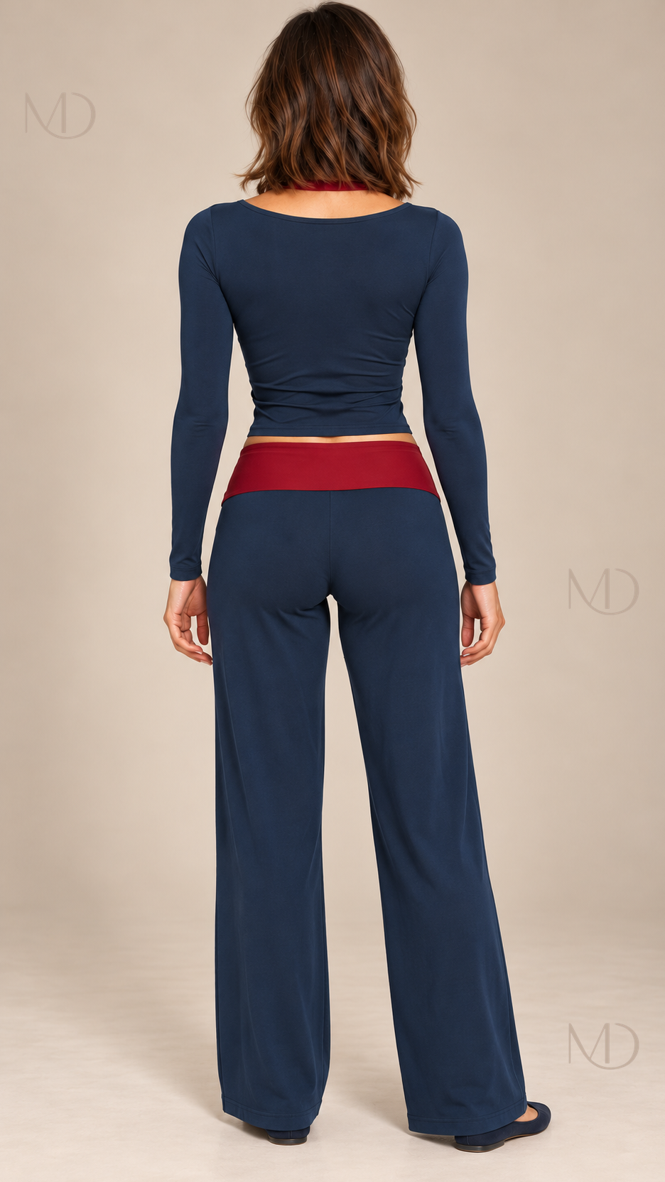 Rafaela Colorblock Lounge Set — Navy Red model back