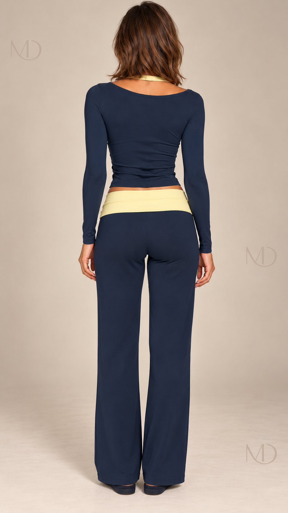 Rafaela Colorblock Lounge Set — Navy Yellow model back