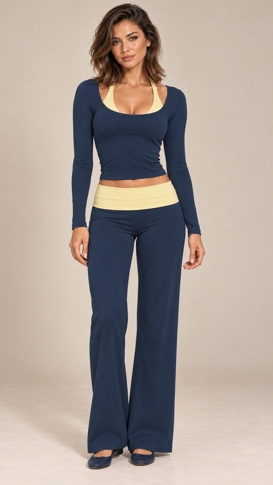 Rafaela Colorblock Lounge Set — Navy Yellow model front