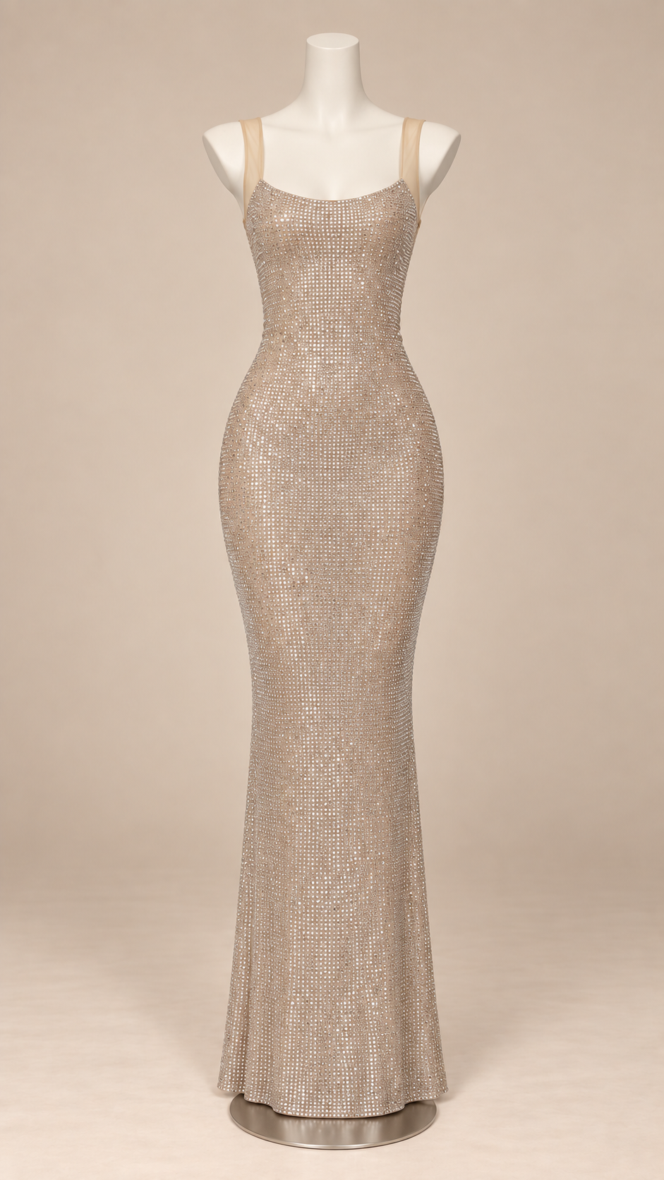 Aurore Backless Maxi — Nude mannequin front