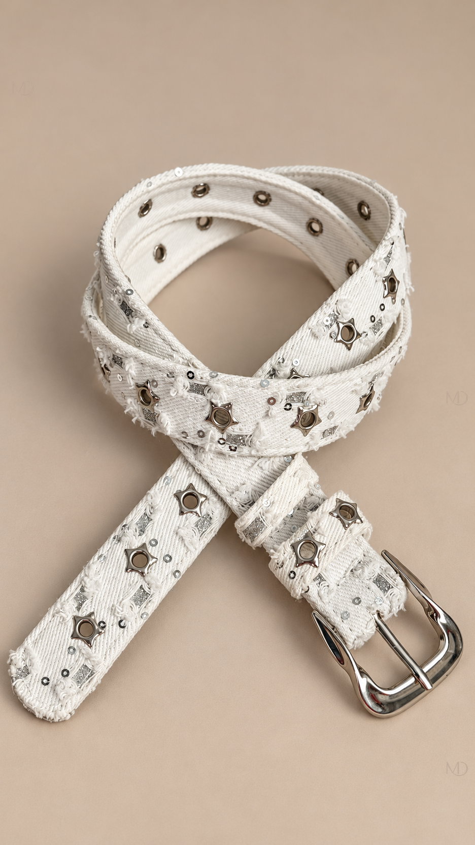 Cosima Star-Rivet Belt — Off-White Denim product only