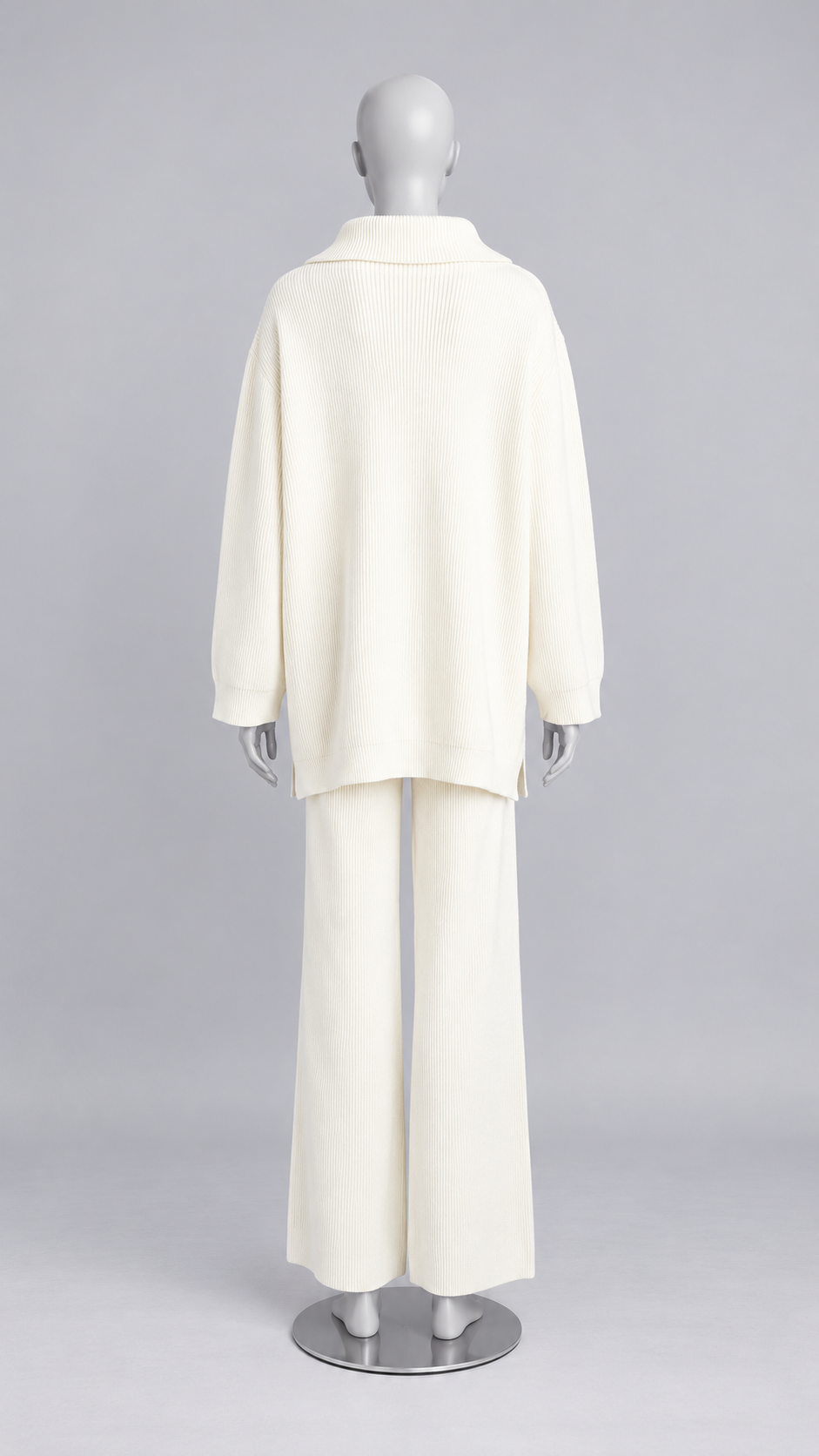 Elettra Half-Zip Knit Set — Off-white mannequin back