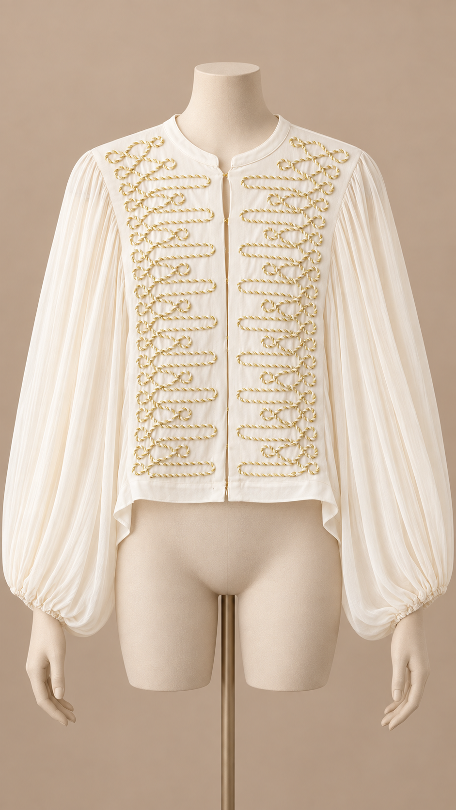 Colette Soutache Blouse — Off-white mannequin front
