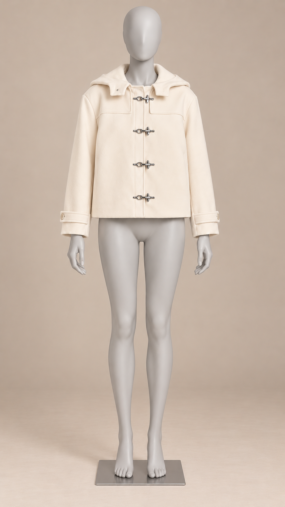 Benedetta Toggle-Clasp Jacket — Off-white mannequin front