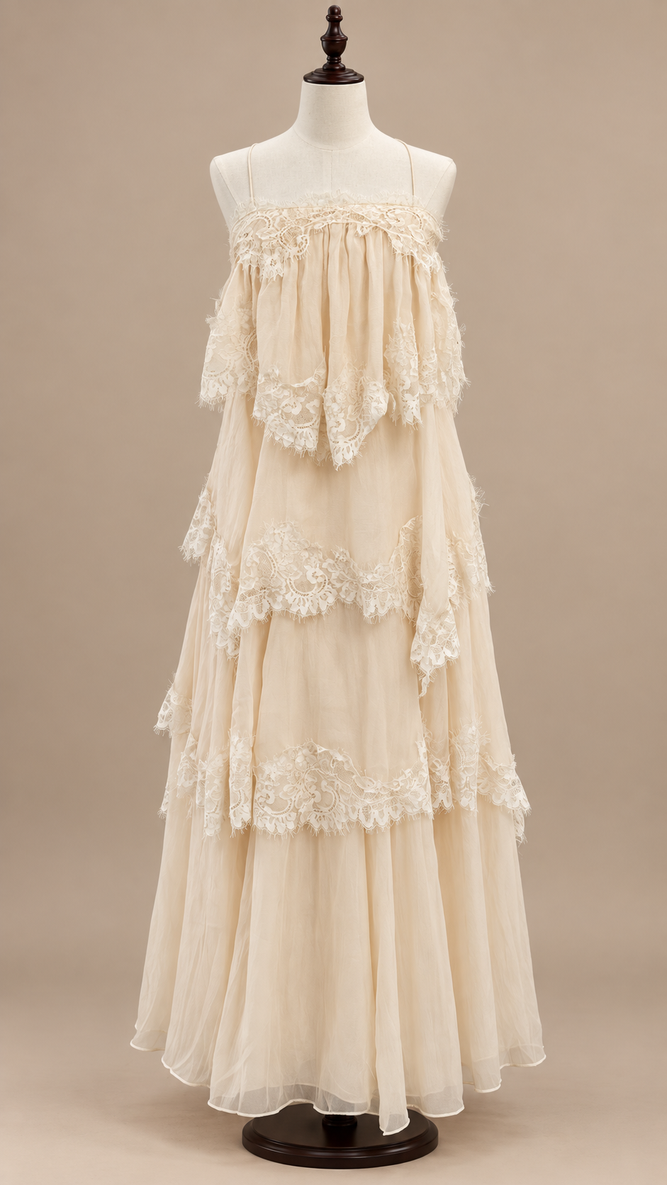 Fleur Tiered Maxi — Off-White mannequin front
