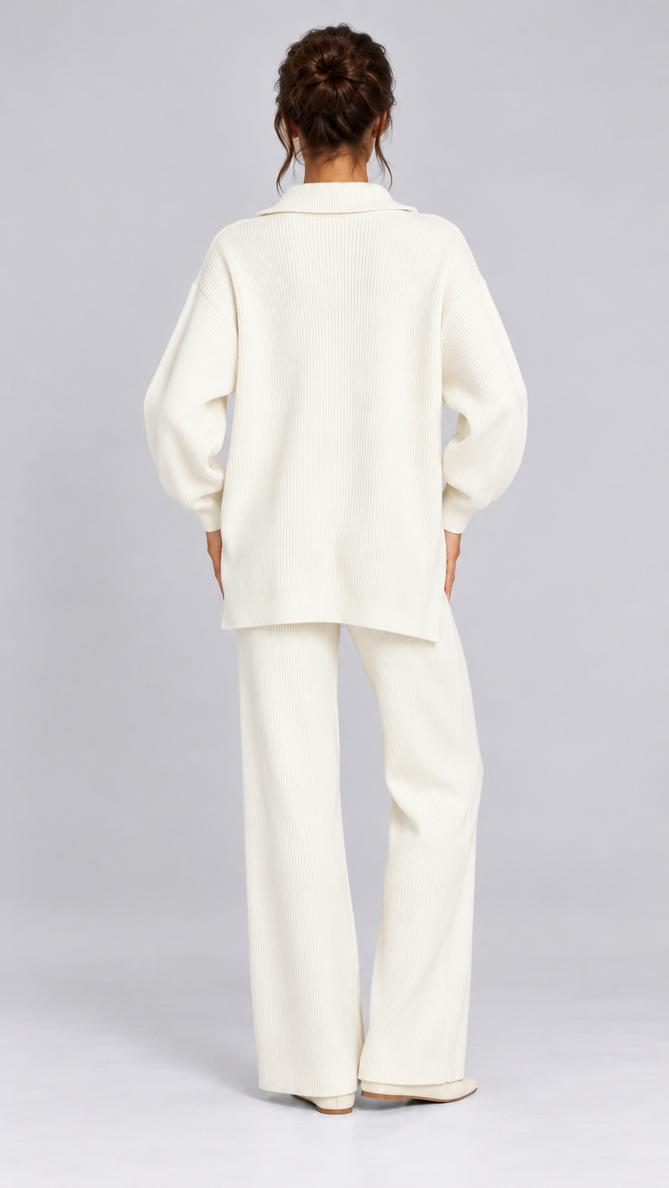Elettra Half-Zip Knit Set — Off-white model back