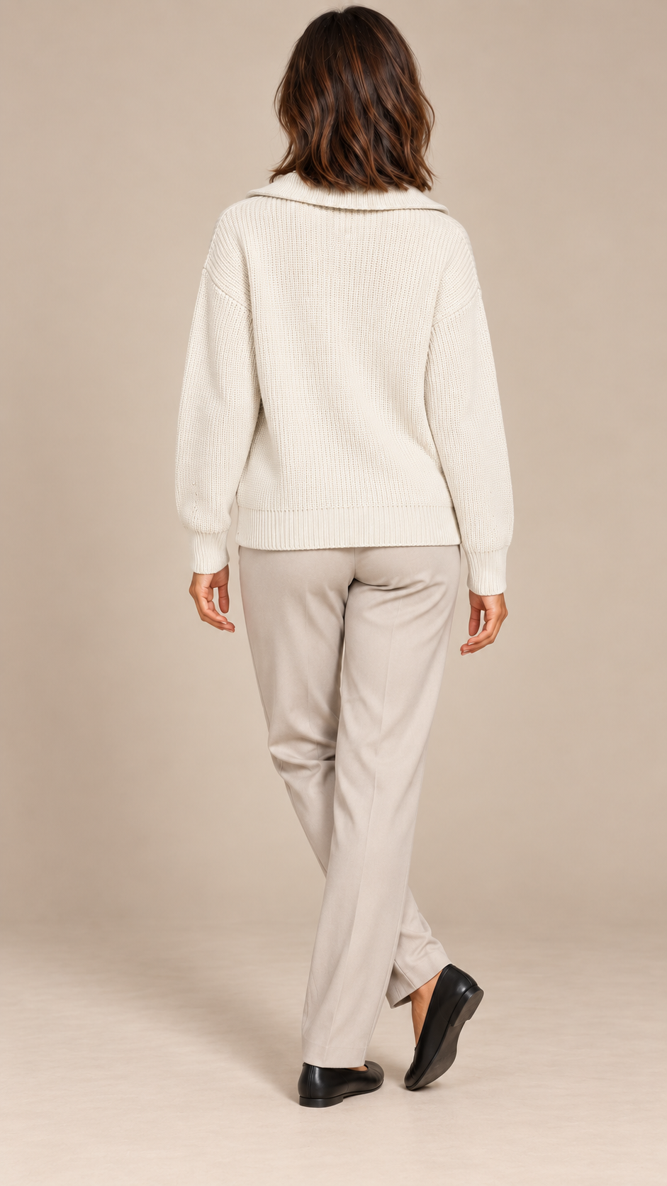Isadora Half-Zip Sweater — Off-white model back