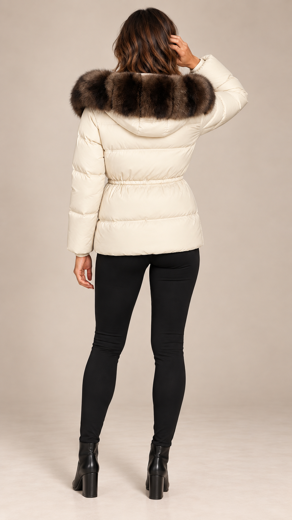 Isolde Fox-Hood Puffer — Off-White model back