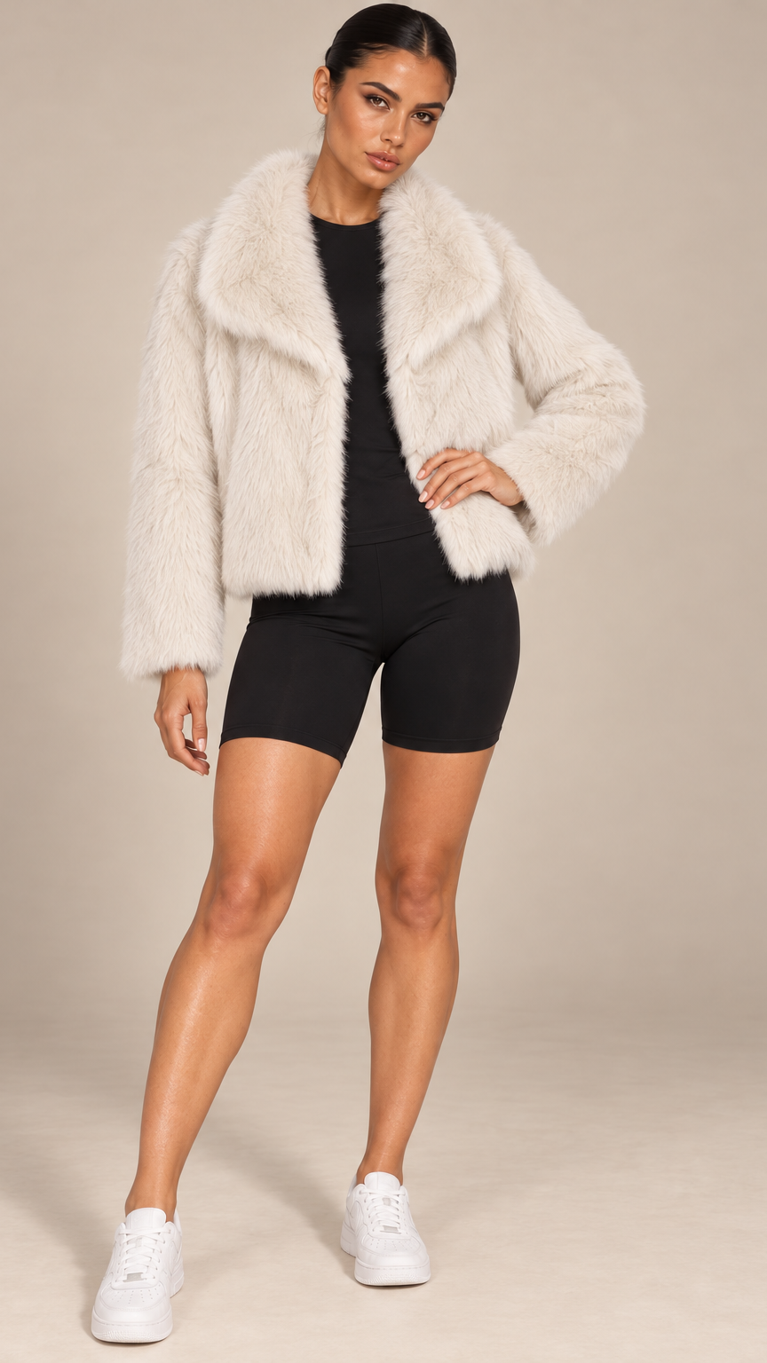 Josette Lapel Jacket — Off-white model front