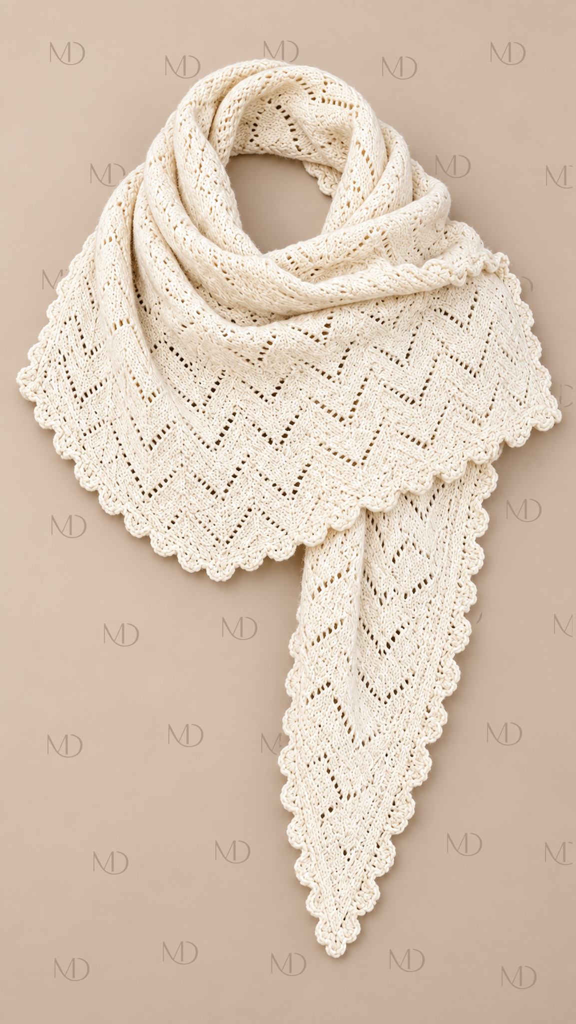 Elowen Pointelle Triangle Scarf — Off-white product only