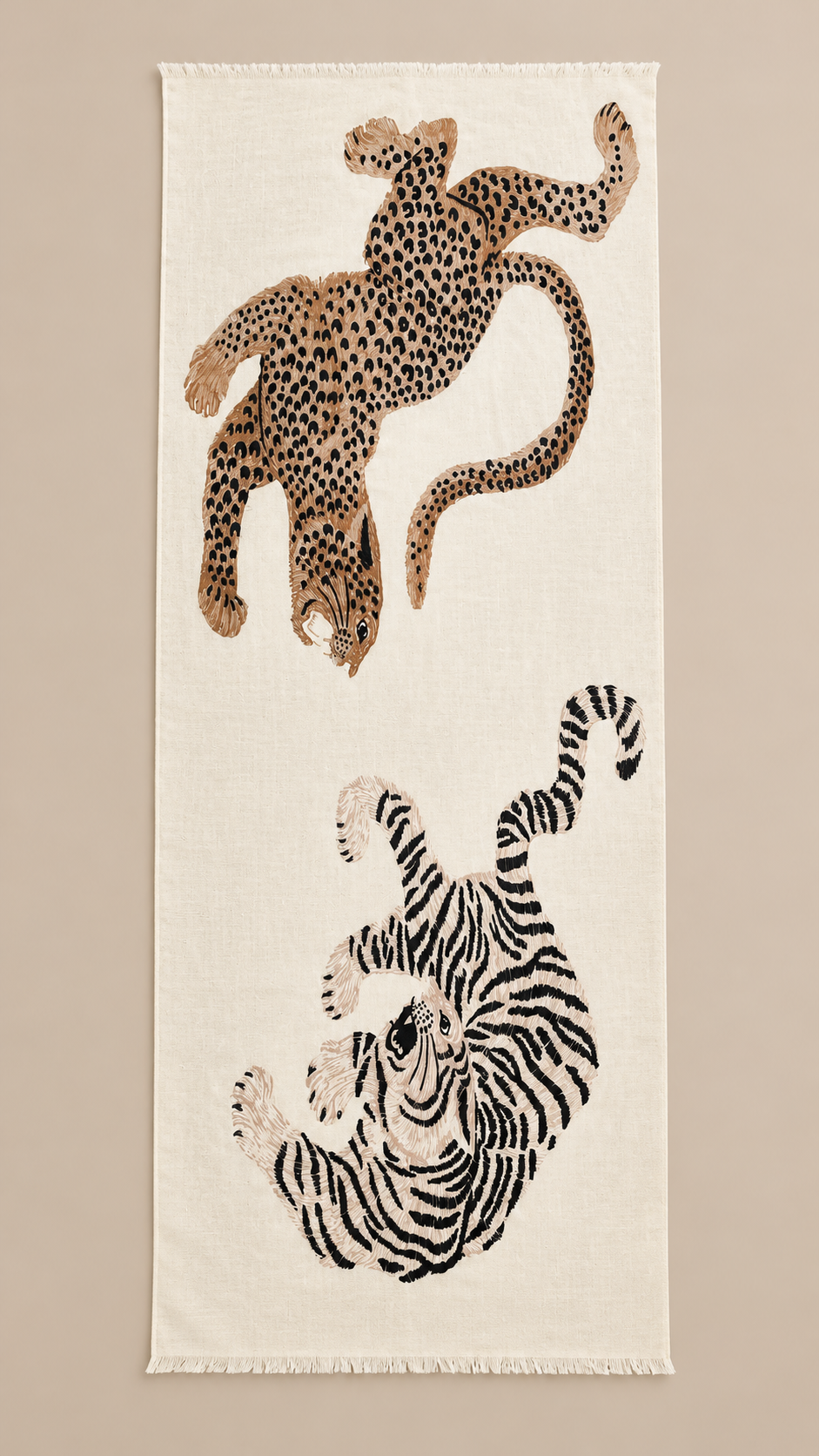 Ambrosine Leopard-Tiger Scarf — Off-white product only