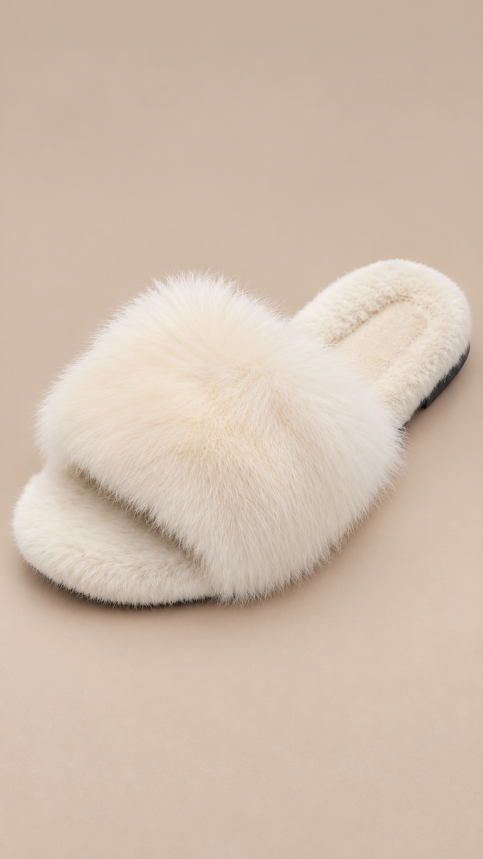 Paloma Rabbit-Fur Slide — Off white product only