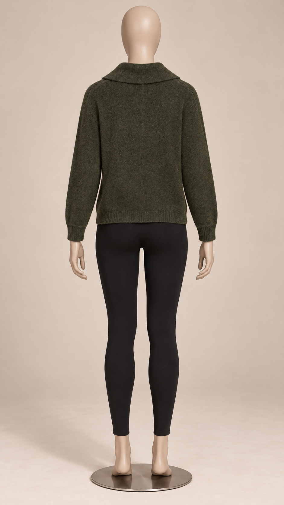 Gunilla Spread-Collar Sweater — Olive mannequin back