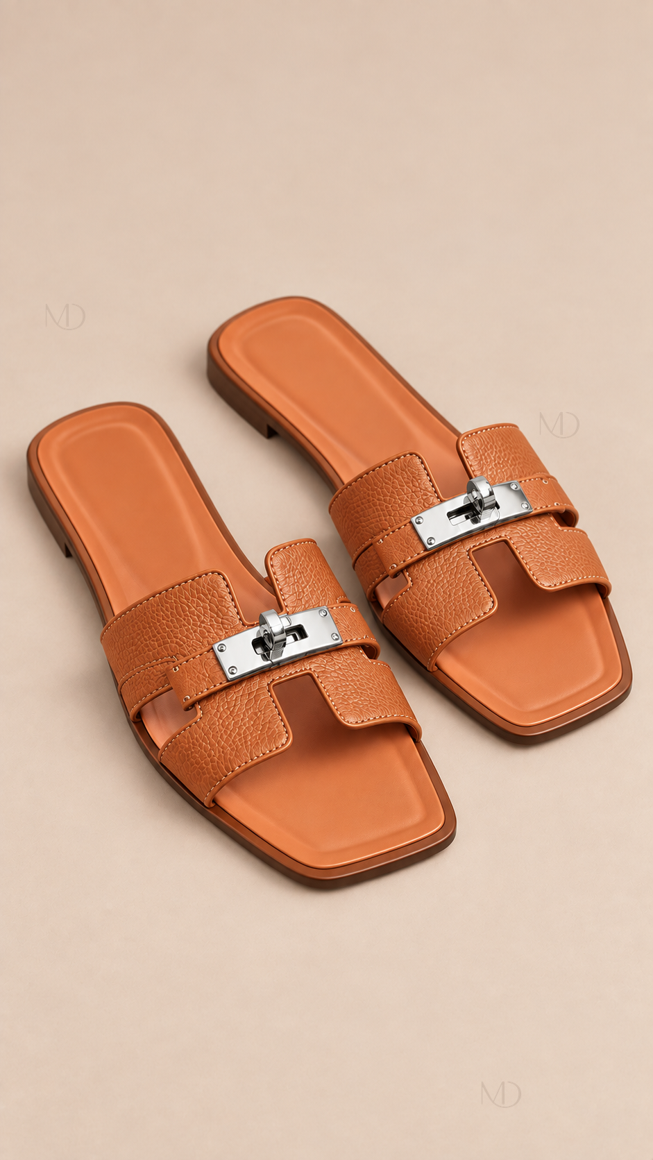 Odette Buckle Flat Slides — Orange product only